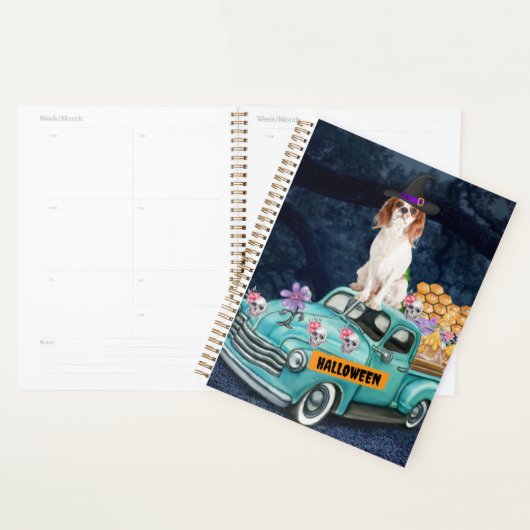 Cavalier King Dog Halloween Truck Scary Night Planner (Display)