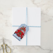 Cavalier King Dog in auto met kerstman Cadeaulabel (Met Touw)