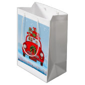 Cavalier King Dog in auto met kerstman Medium Cadeauzakje (Achterkant Gekanteld)