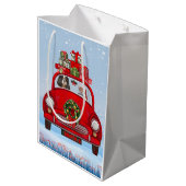 Cavalier King Dog in auto met kerstman Medium Cadeauzakje (Achterkant Gekanteld)