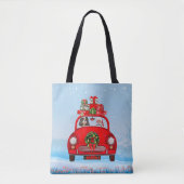 Cavalier King Dog in auto met kerstman Tote Bag (Voorkant)