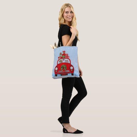 Cavalier King Dog in auto met kerstman Tote Bag (Op model)