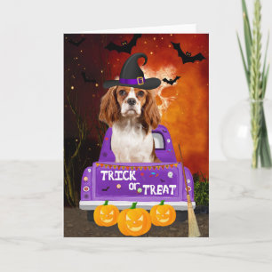 Cavalier King Dog in Halloween Truck Kaart