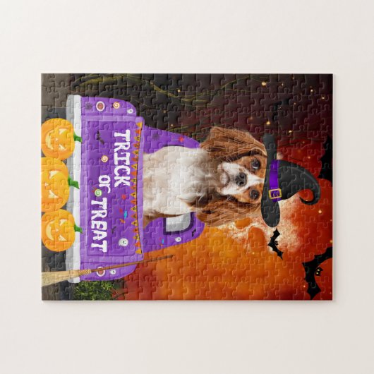 Cavalier King Dog in Halloween Truck Legpuzzel (Horizontaal)