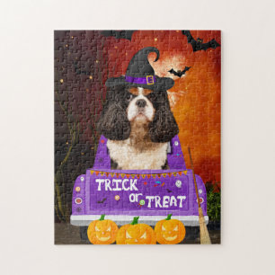 Cavalier King Dog in Halloween Truck Legpuzzel
