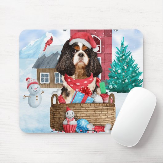 Cavalier King Dog in het sneeuwkersthondenhuis Muismat (Met muis)