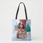 Cavalier King Dog in het sneeuwkersthondenhuis Tote Bag (Voorkant)