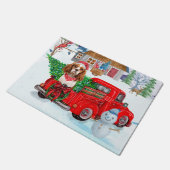Cavalier King Dog in kerstcadeauwagen Deurmat (Schuin)