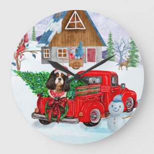 Cavalier King Dog in kerstcadeauwagen Grote Klok