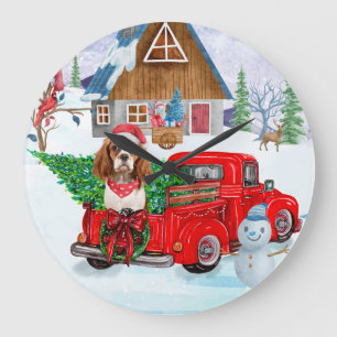 Cavalier King Dog in kerstcadeauwagen Grote Klok