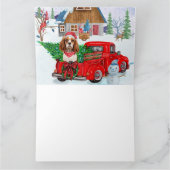 Cavalier King Dog in kerstcadeauwagen Kaart (Binnen)