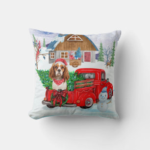 Cavalier King Dog in kerstcadeauwagen Kussen