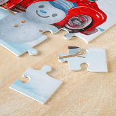 Cavalier King Dog in kerstcadeauwagen Legpuzzel (Zijkant)