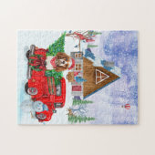 Cavalier King Dog in kerstcadeauwagen Legpuzzel (Horizontaal)