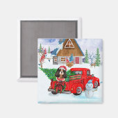 Cavalier King Dog in kerstcadeauwagen Magneet (Voorkant / Achterkant)