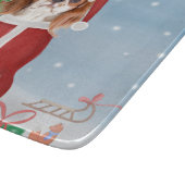 Cavalier King Dog in Snow met kerstcadeaus Snijplank (Hoek)