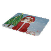 Cavalier King Dog in Snow met kerstcadeaus Snijplank (Hoek)