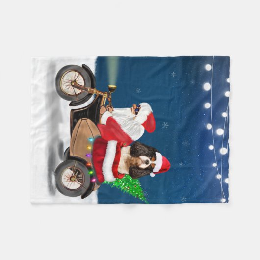 Cavalier King Dog kerstkerstkerstkerstman Fleece Deken (Voorkant (Horizontaal))