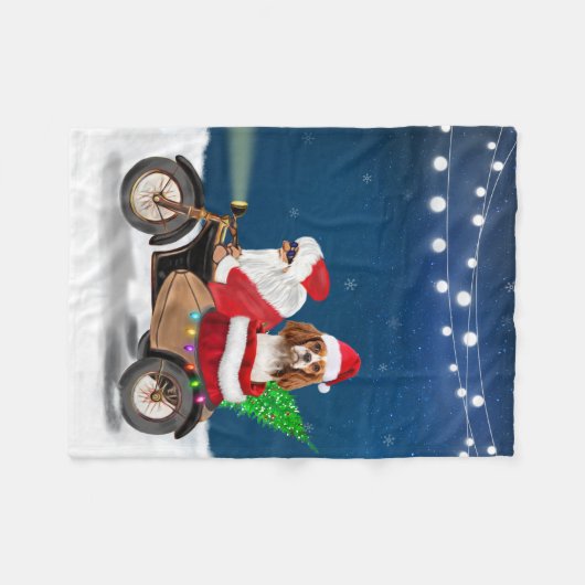 Cavalier King Dog kerstkerstkerstkerstman Fleece Deken (Voorkant (Horizontaal))