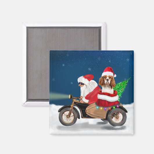 Cavalier King Dog kerstkerstkerstkerstman Magneet (Voorkant / Achterkant)