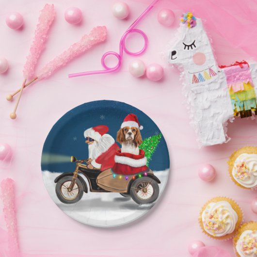 Cavalier King Dog kerstkerstkerstkerstman Papieren Bordje (Feest)