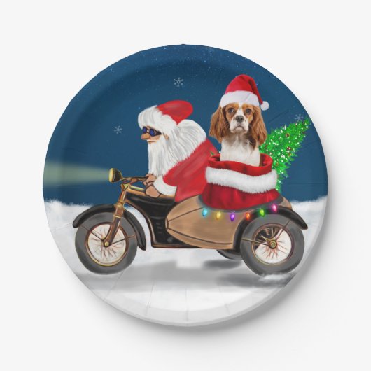 Cavalier King Dog kerstkerstkerstkerstman Papieren Bordje (Voorkant)