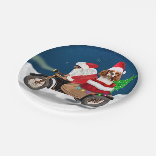 Cavalier King Dog kerstkerstkerstkerstman Papieren Bordje (Gekanteld)