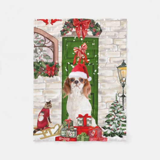 Cavalier King Dog Kerstmis Fleece Deken (Voorkant)