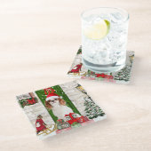 Cavalier King Dog Kerstmis Glazen Onderzetter (Schuin)