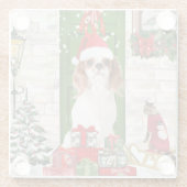 Cavalier King Dog Kerstmis Glazen Onderzetter (Achterkant)