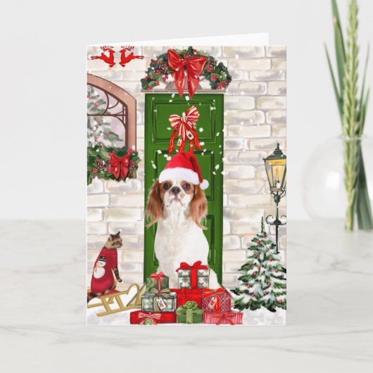 Cavalier King Dog Kerstmis Kaart (Voorkant)