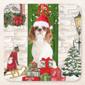 Cavalier King Dog Kerstmis Kartonnen Onderzetters (Voorkant)