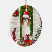 Cavalier King Dog Kerstmis Keramisch Ornament (Rechts)