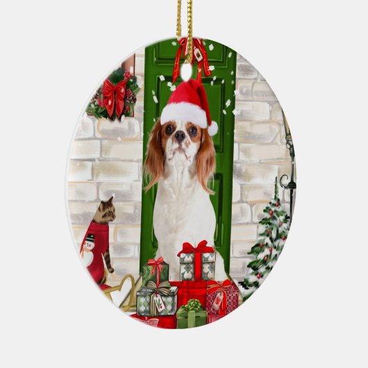 Cavalier King Dog Kerstmis Keramisch Ornament (Rechts)