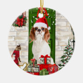 Cavalier King Dog Kerstmis Keramisch Ornament (Voorkant)