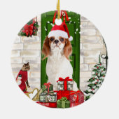 Cavalier King Dog Kerstmis Keramisch Ornament (Achterkant)