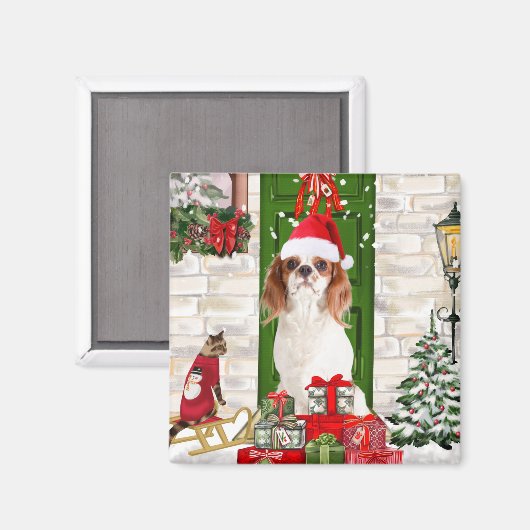 Cavalier King Dog Kerstmis Magneet (Voorkant / Achterkant)