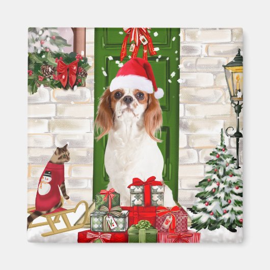 Cavalier King Dog Kerstmis Magneet (Voorkant)