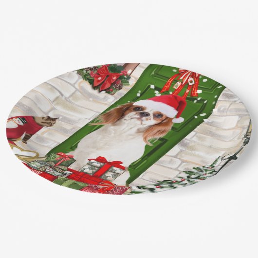 Cavalier King Dog Kerstmis Papieren Bordje (Gekanteld)