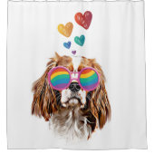 Cavalier King Dog met Hearts Valentijnsdag Douchegordijn (Voorkant)
