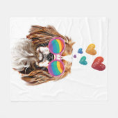Cavalier King Dog met Hearts Valentijnsdag Fleece Deken (Voorkant (Horizontaal))