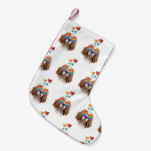 Cavalier King Dog met Hearts Valentijnsdag Kleine Kerstsok (Voorkant (Hangend))
