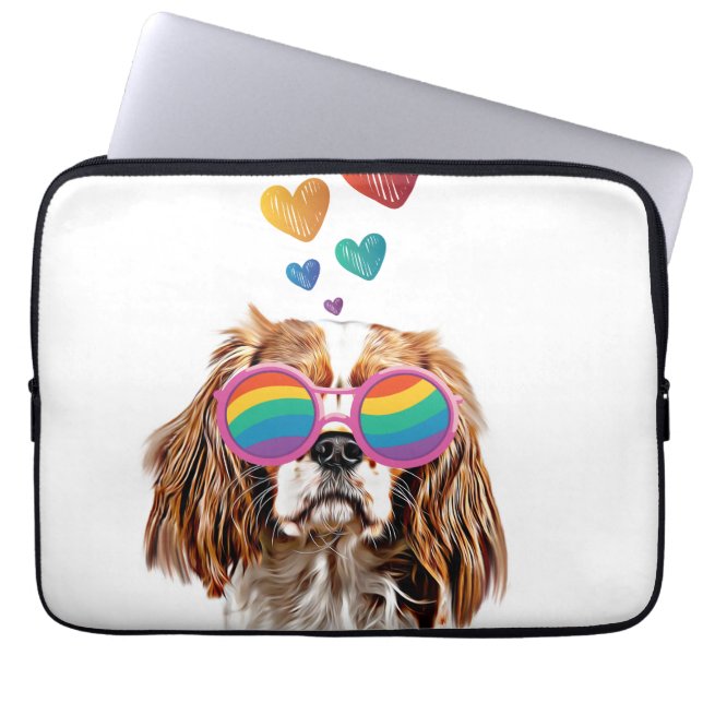 Cavalier King Dog met Hearts Valentijnsdag Laptop Sleeve (Voorkant)