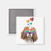 Cavalier King Dog met Hearts Valentijnsdag Magneet (Voorkant / Achterkant)