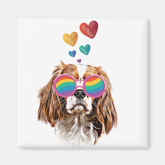 Cavalier King Dog met Hearts Valentijnsdag Magneet (Voorkant)