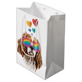 Cavalier King Dog met Hearts Valentijnsdag Medium Cadeauzakje (Voorkant Gekanteld)