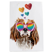 Cavalier King Dog met Hearts Valentijnsdag Medium Cadeauzakje (Voorkant)