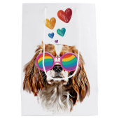 Cavalier King Dog met Hearts Valentijnsdag Medium Cadeauzakje (Achterkant)