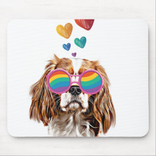 Cavalier King Dog met Hearts Valentijnsdag Muismat