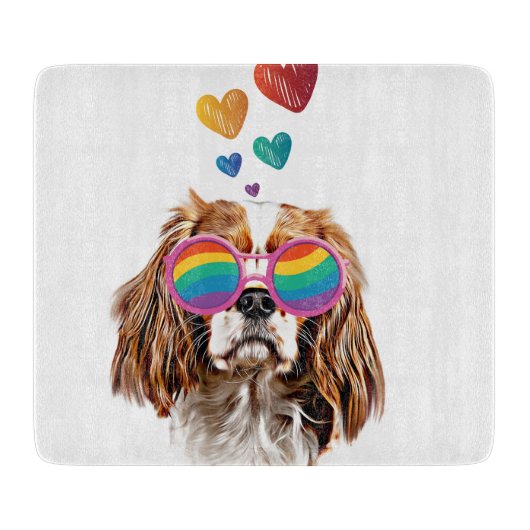 Cavalier King Dog met Hearts Valentijnsdag Snijplank (Voorkant)